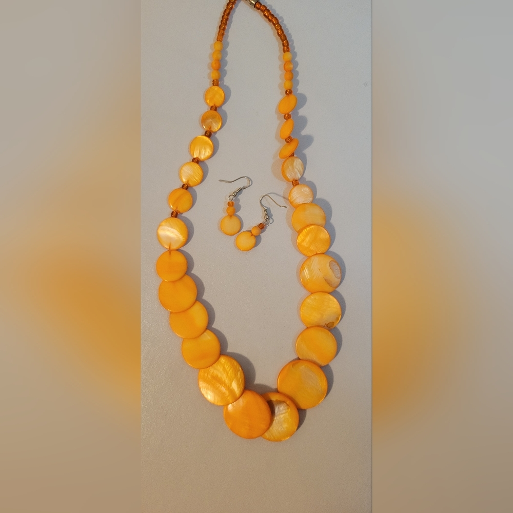 orange handmade shell necklace